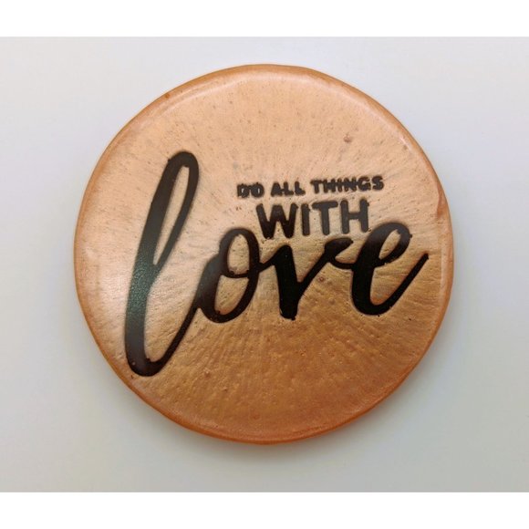 Set of 4 Sweet Sentiments Coasters and Holder Apricot Handmade NEW - Picture 4 of 8